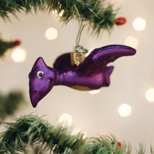 Kerstbal Pterodactylus – Paars & Glanzend Glas