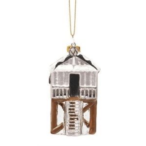 Kerstbal Terschelling Drenkelingenhuisje Zilver – Glazen ornament
