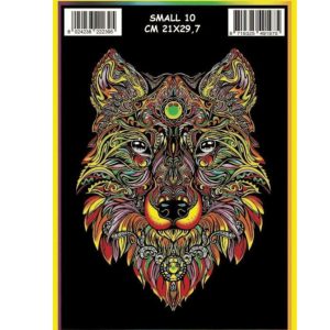 Fluwelen Kleurplaat Wolf met 12 Viltstiften – 21 × 29,7 cm