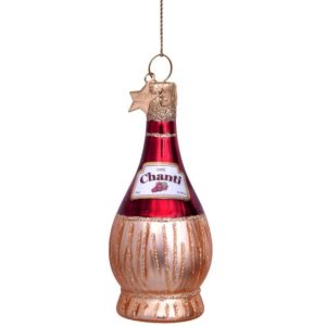 Kerstbal Chianti – Glazen wijnfles ornament van Vondels (9,5 cm)
