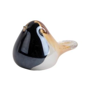 Glazen Vogel Zwart/Oranje L