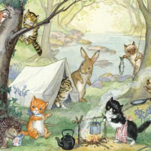 Ansichtkaart A Group of Cats go camping in the Woods