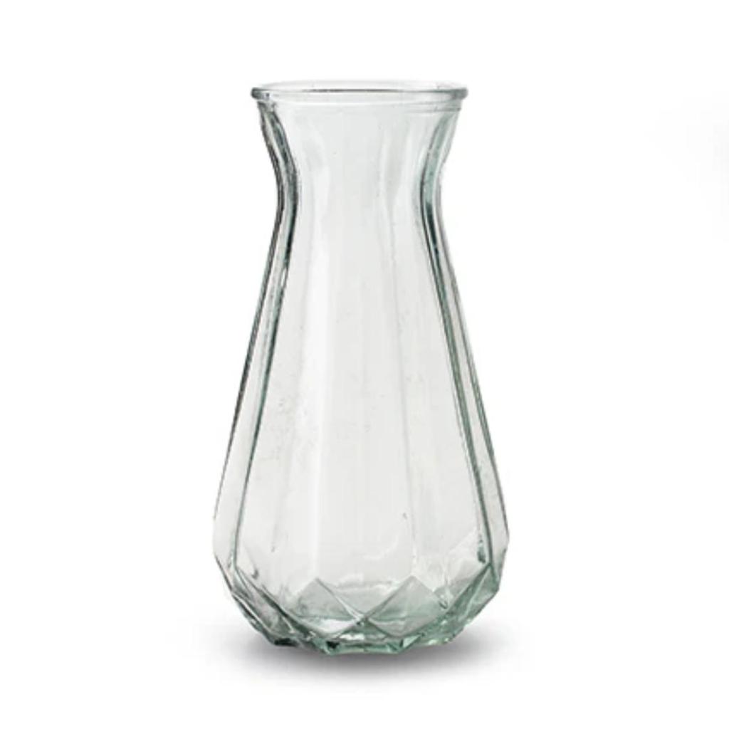 Vaas Grace – Transparante Glazen Vaas met Facetvorm van Jodeco Glass (H24 cm)