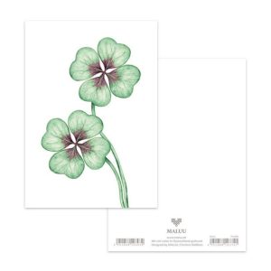 Ansichtkaart Klavertjes Vier– Aquarelontwerp van Christine Matthies