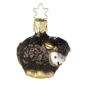 Kerstbal Baby Zwart Schaap – Schattig glazen ornament van Inges Christmas Decor