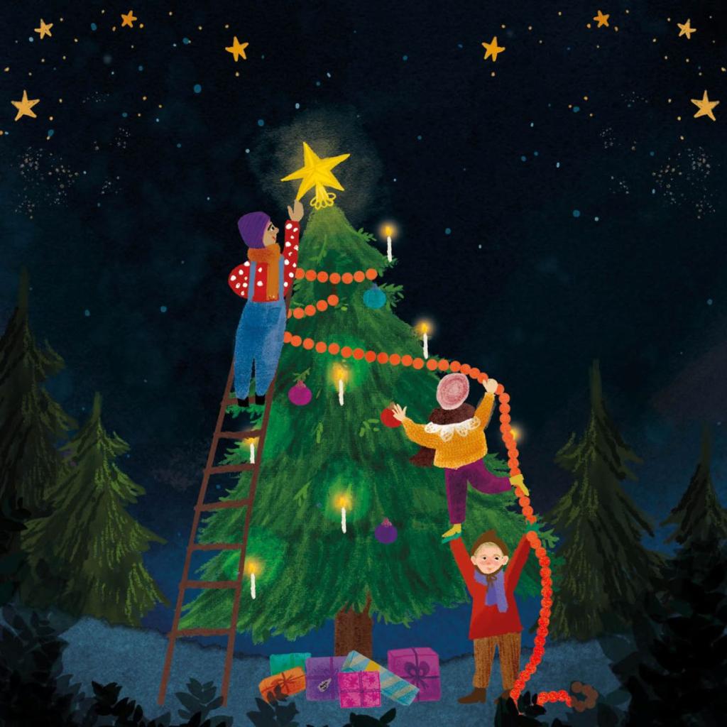 Zintenz Eco Kerstkaarten – Set van 6 duurzame kerstkaarten met 9 stickers – Illustraties Esther Sepers - Afbeelding 3