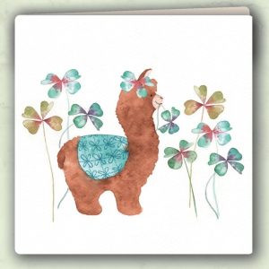 Dubbele Kaart Lama met Klavertjes Vier