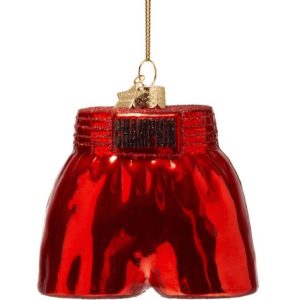 Kerstbal Boxing Short  – Rood ornament met ‘Champion’ label