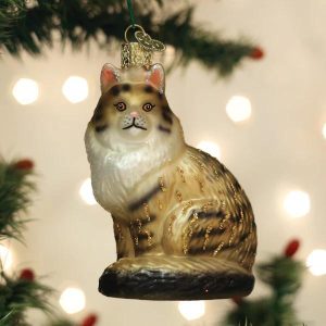 Kerstbal Main Coon – Handgemaakt glazen kattenornament
