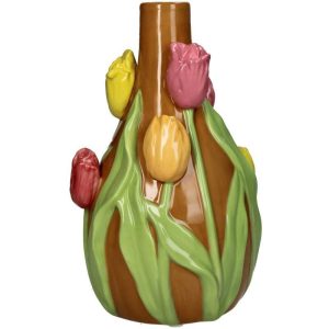 Vaas Bruin Tulpen H22 – Decoratieve vaas van dolomiet