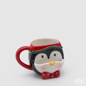 Kerst Mok Pinguin H10 – Keramische mok met strik en kerstmuts van EDG