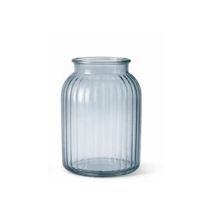 Glazen Vaas Blauw met Ribbelstructuur – H20 cm Ø15 cm