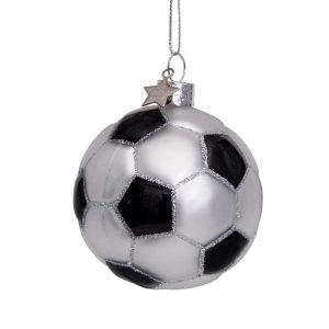 Kerstbal Voetbal Zwart-Wit – Glazen Sportornamen