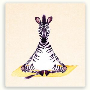 ZintenZ vierkante postkaart – Mediterende zebra op yogamat