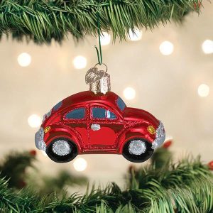 Kerstbal VW Rode Kever – Glazen Ornament in Retrostijl