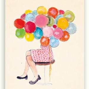 Postkaart Ballonnen Dame