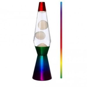 Led Lavalamp Cone RegenboogLED Lavalamp Cone Regenboog – 40 cm lavalamp met kleurveranderend licht en witte lava (Total Juggling)