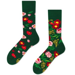 Many Mornings Mismatch Sokken – Flower Power Green – Maat 43-46 – Botanische Bloemensokken