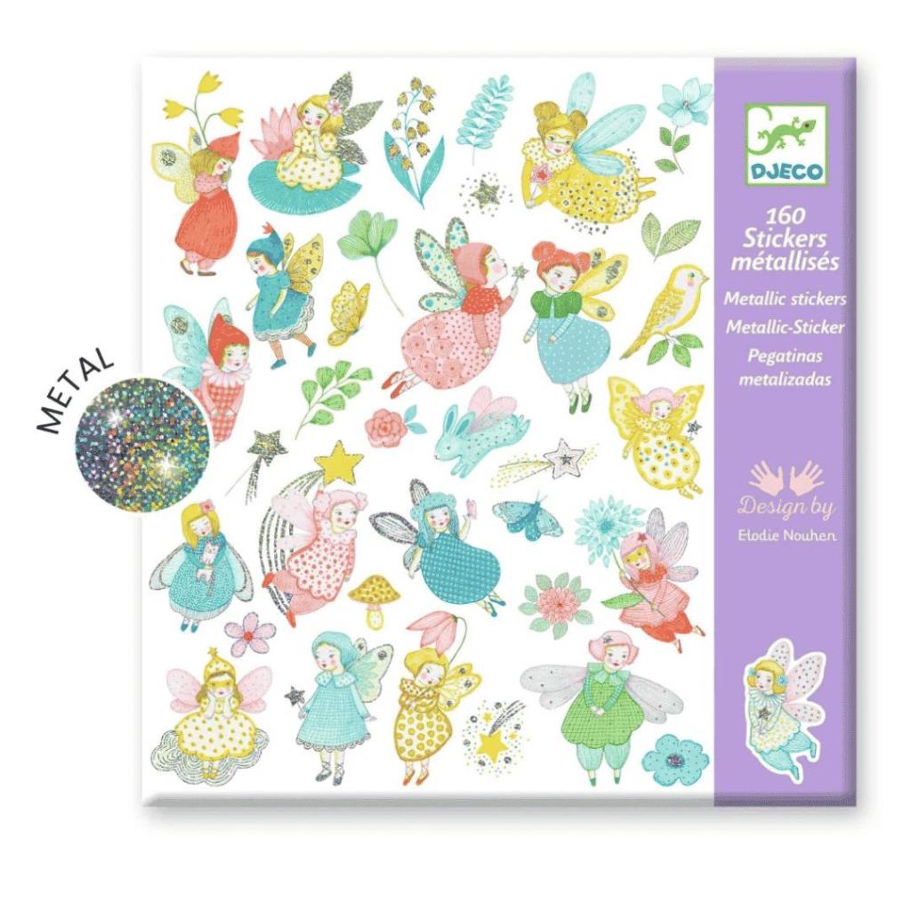 Djeco Metallic Stickers Feeën – 160 Glanzende Feeën Stickers - Afbeelding 2