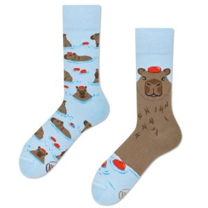 Many Mornings Mismatch Sokken – Capybara – Maat 43-46 – Dierensokken met capibara’s