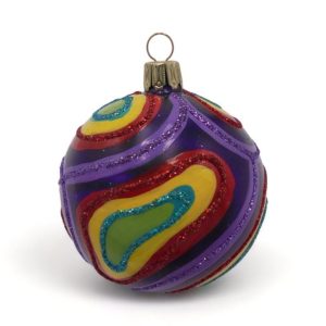 Kerstbal Lila Mat Met Glitters