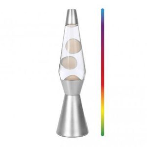 Led Lavalamp Cone Zilver – 40 cm met witte lava en kleurveranderend LED-licht (Total Juggling)