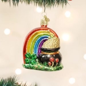 Kerstbal Regenboog met een Pot Goud