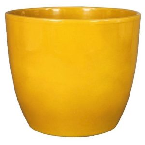 Floran Bloempot Boule Okergeel Ø32 cm – Grote Keramische Bloempot Bela Arte