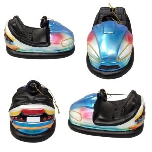 Kerstbal Botsauto Blauw – Glazen kerstornament in retro kermisstijl (12 cm)