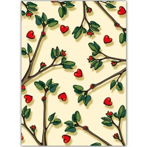 Ansichtkaart Maite – Takken met Hartjesillustratie (illi)