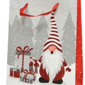 Cadeautas Papier Glitter Gnome Rood S
