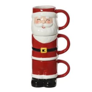 Mokken set Kerstman – 3 stapelbare handgemaakte bekers van Kaemingk