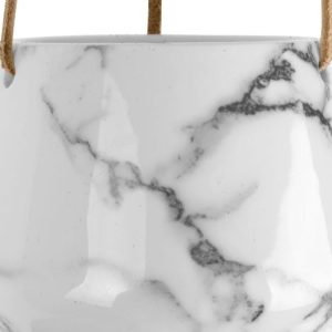 Hangpot Skittle – Marmer Wit – Keramiek & Leer – 66 cm – Present Time