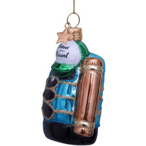 Kerstbal Backpack – Handgemaakt Glazen Ornament van Vondels (6,5 cm)