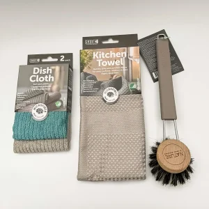 Complete keukenbasis – microvezel vaatdoeken, theedoek & afwasborstel