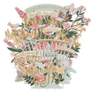 3D Wenskaart New Baby – Laser cut felicitatiekaart met envelop