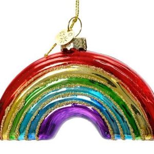 Kerstbal Regenboog – Glazen Kerstornament met Kleurrijke Regenboog Decoris – Handbeschilderd Regenboog Ornament
