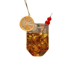 Kerstbal Old Fashioned Cocktail – Handgemaakt Glazen Ornament van Kurt Adler (ca. 10 cm)