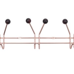 Kapstok Jupiter – Koperkleurig Metaal met Zwarte Bollen – 9 Haken – 43 x 13,5 x 6,5 cm – Present Time