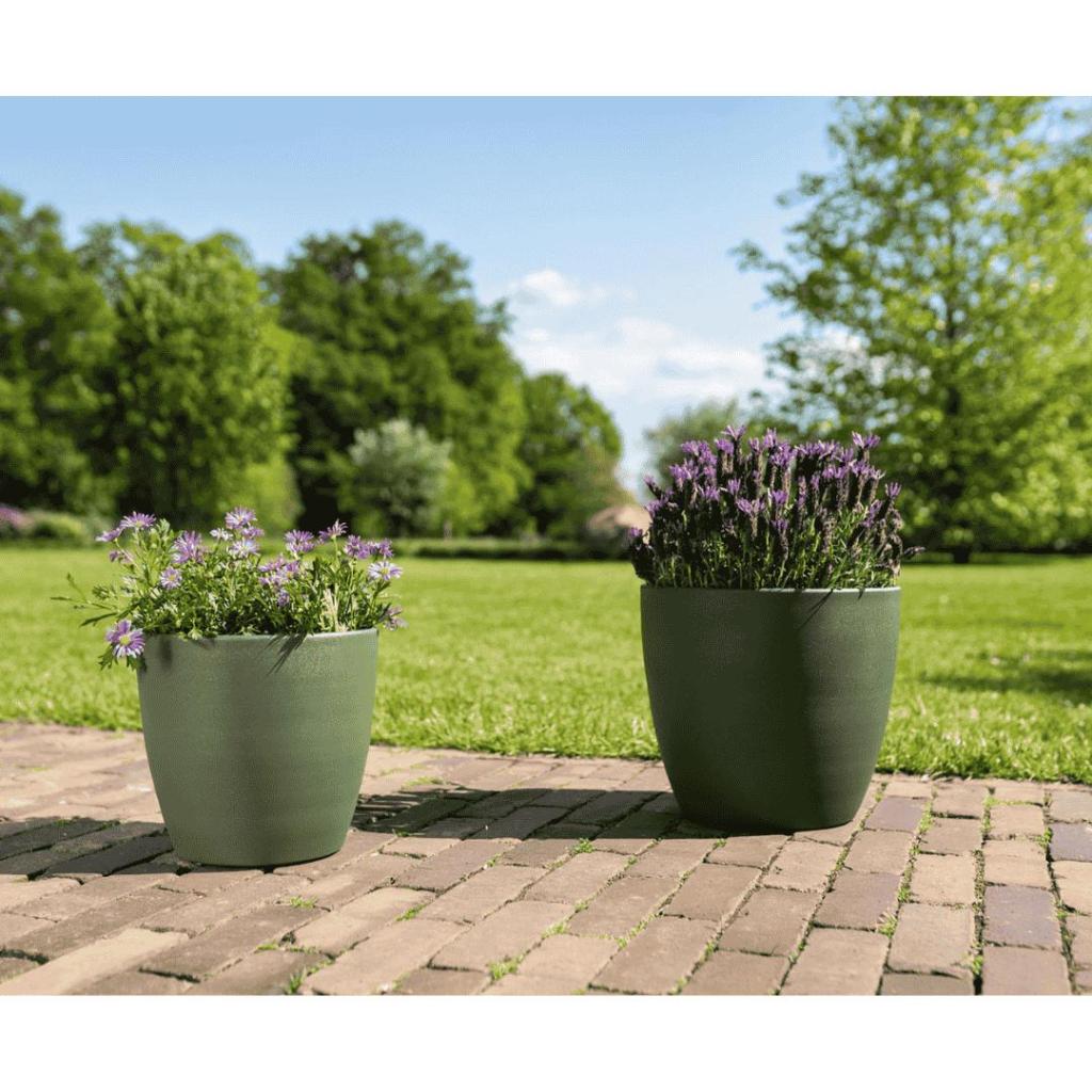 Bloempot Alisa Mat Groen D25 H23 – Handgemaakte metalen pot in matgroen - Afbeelding 3