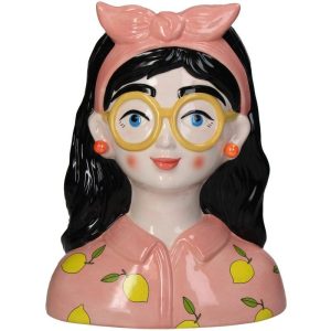 Vaas Meisje Roze – Keramieken Designvaas met Illustratie van Kersten (27 cm)