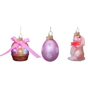 Set van 3 Paasmand, Ei en Konijntje
