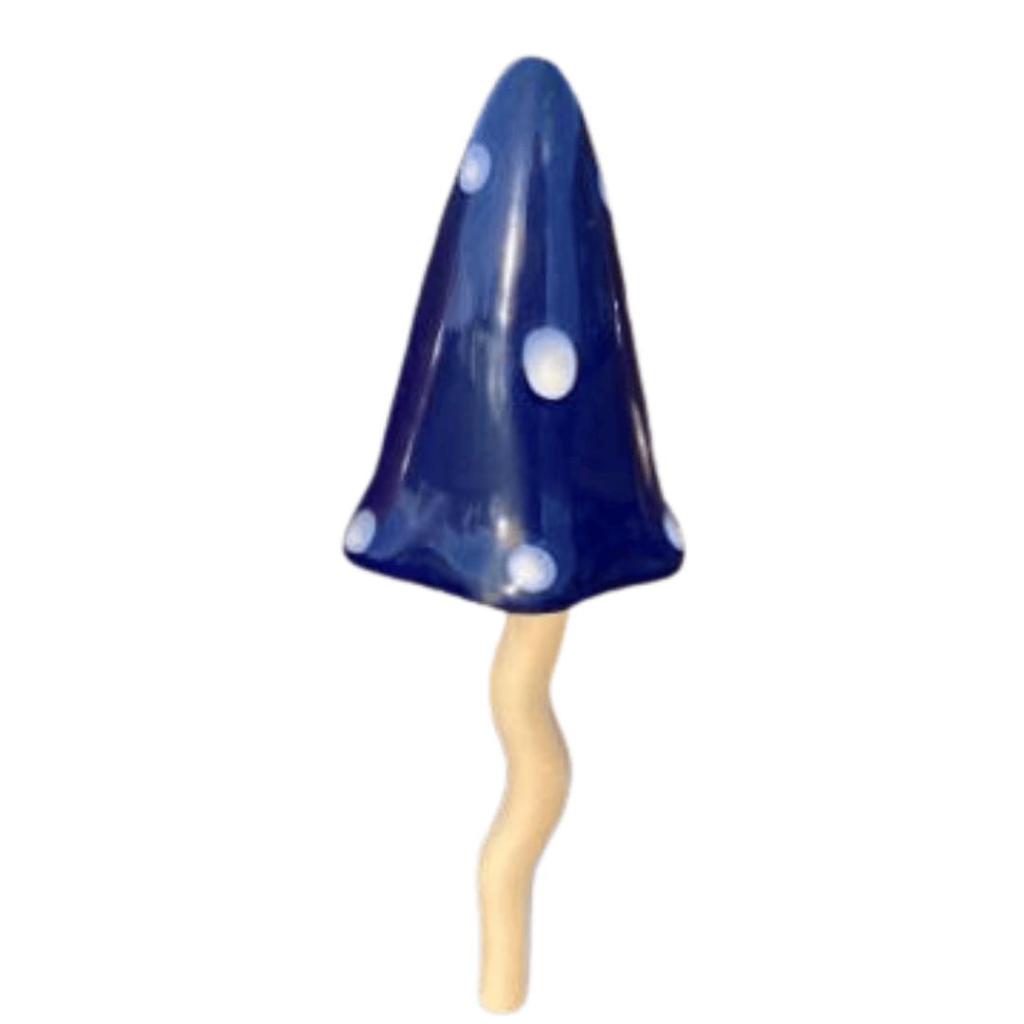 Paddenstoel Keramiek Punthoed Blauw met Stippen M – Punthoed – 30 cm Hoog – Maj Isenkram