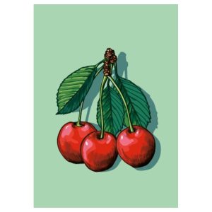 Ansichtkaart Kirku – Kersenillustratie (illi)