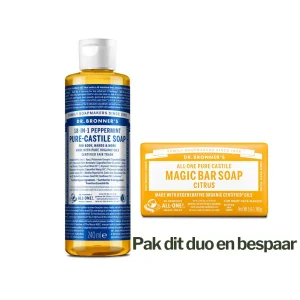Dr. Bronner’s Pepermunt Zeep + Gratis Citrusblok – Fris, Natuurlijk & Duurzaam