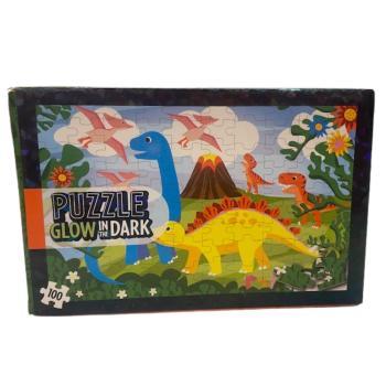 Glow in the Dark Puzzel Dino – 100 stukjes | 30 × 45 cm - Afbeelding 2