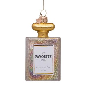 Kerstbal Parfum Fles met Glitters