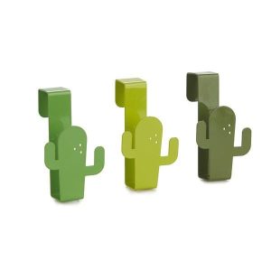 Balvi Handdoekhaken Cactus – Set van 3 – Drie Tinten Groen – RVS