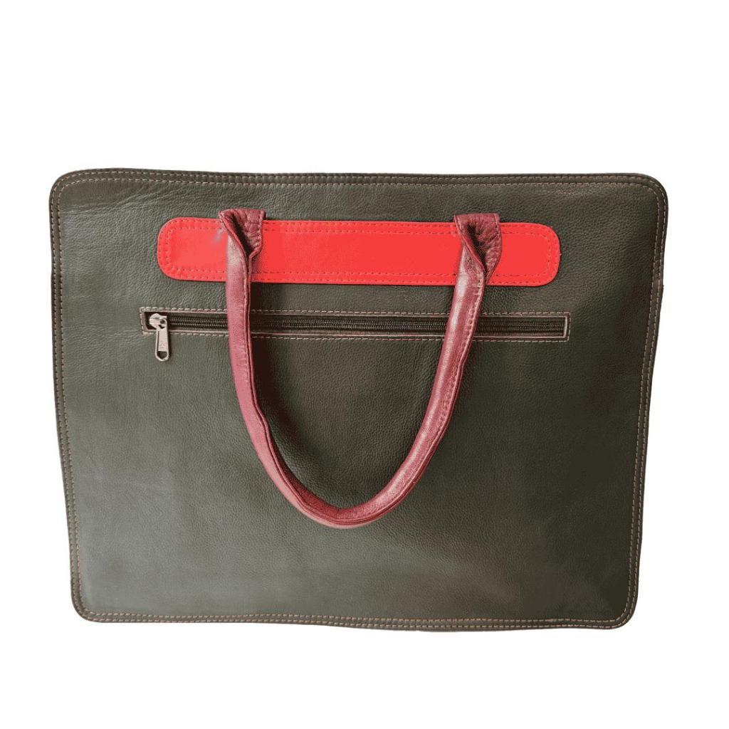 Damini 1 Fairtrade Laptoptas – Handgemaakte kleurrijke tas van restleer - Afbeelding 4