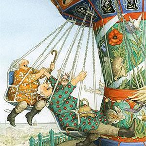 Ansichtkaart Vrolijke dames In de Zweefmolen